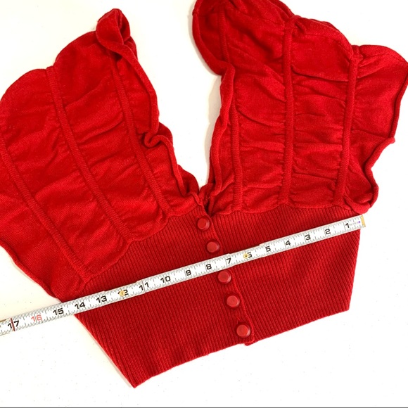 Anthropologie by Moth Red Furrowed Shrug Wool Sweater Size Small - Picture 4 of 8